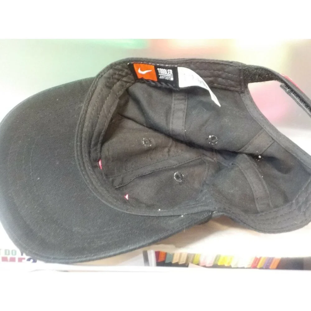 Nike Just Do It Strapback Hat Ball Cap Black w/ Pink Swoosh Toddler Size